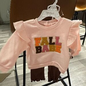 Mini & Lou Pink and Brown Fall Babe Outfit